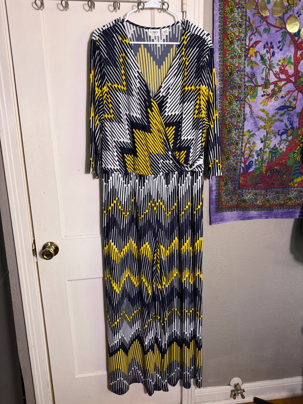 Cato Geometric Faux Wrap Wide Leg Jumpsuit - Woman 18W 20W